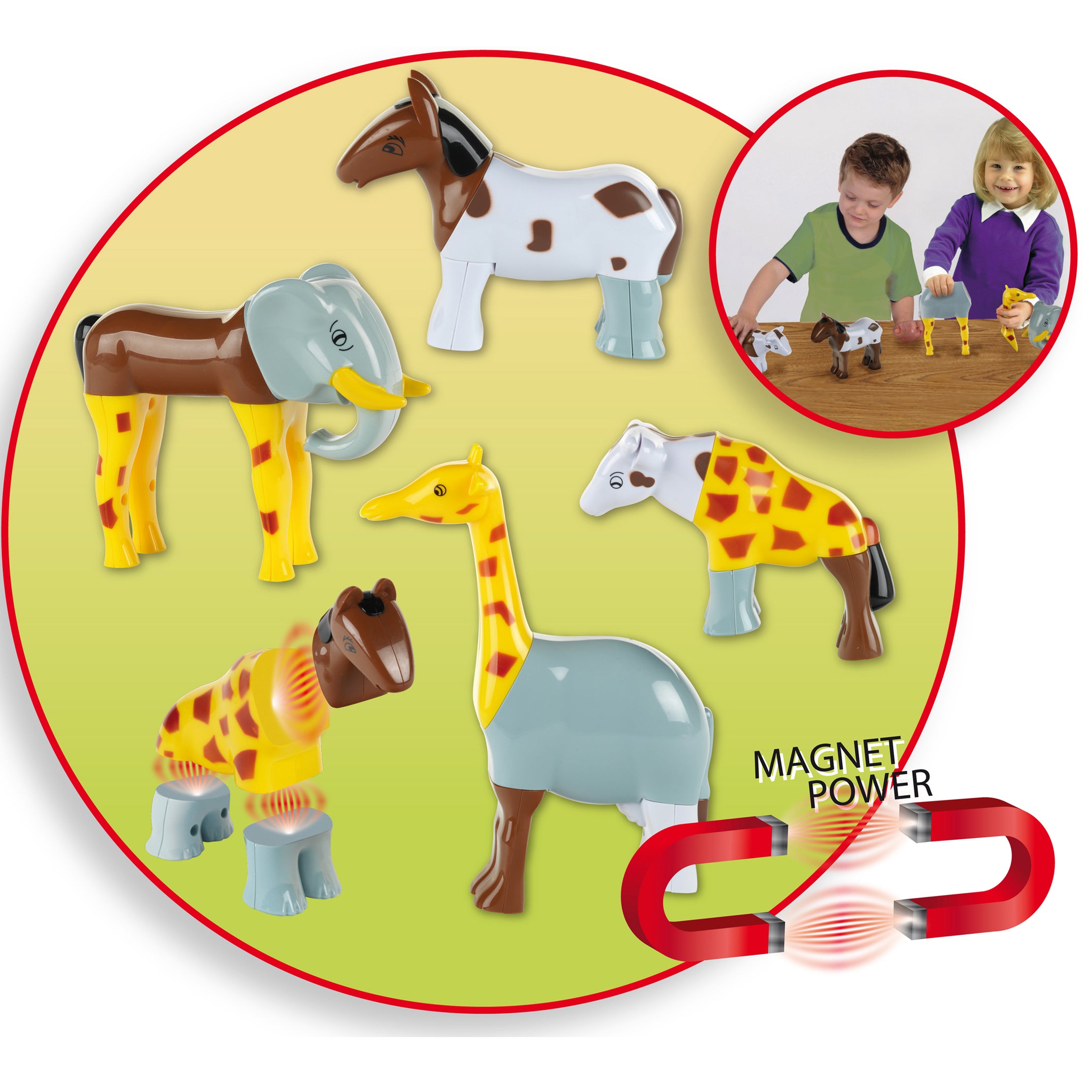 Magnettierpuzzle mit 4 Tieren