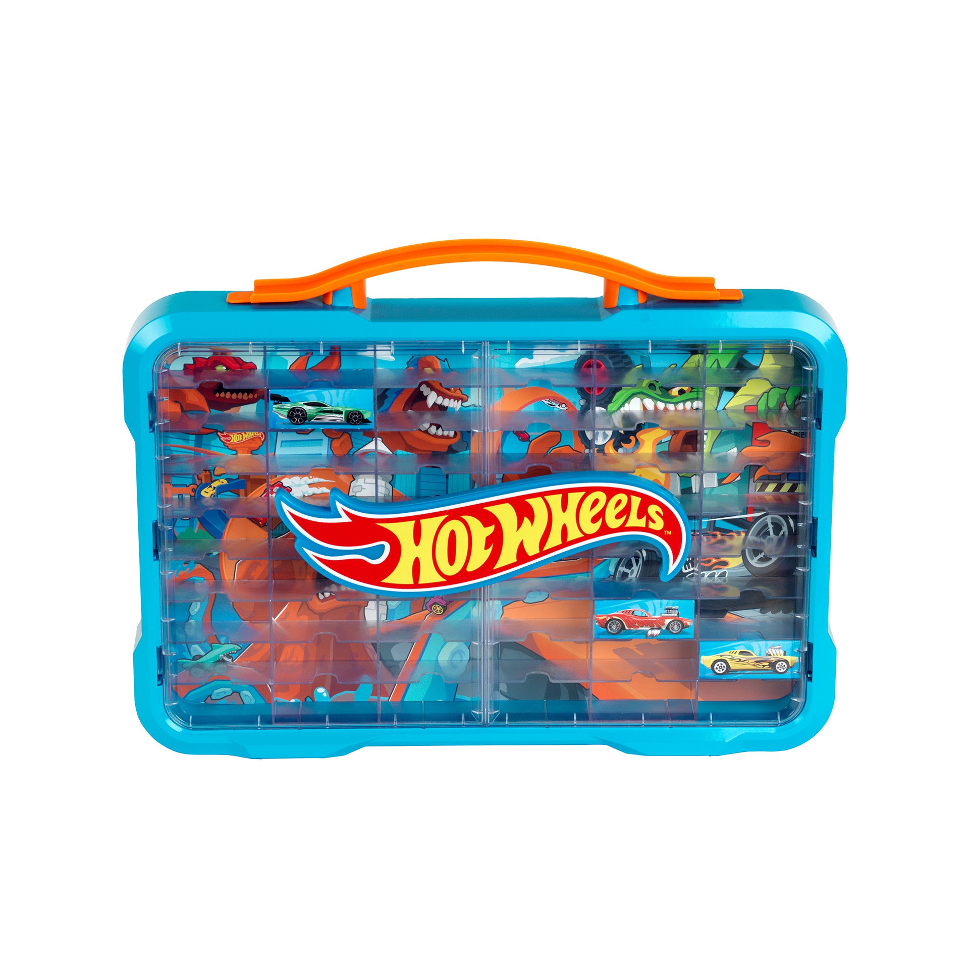 Sammelkoffervitrine für 54 Autos mit leuchtendem Hot Wheels Logo