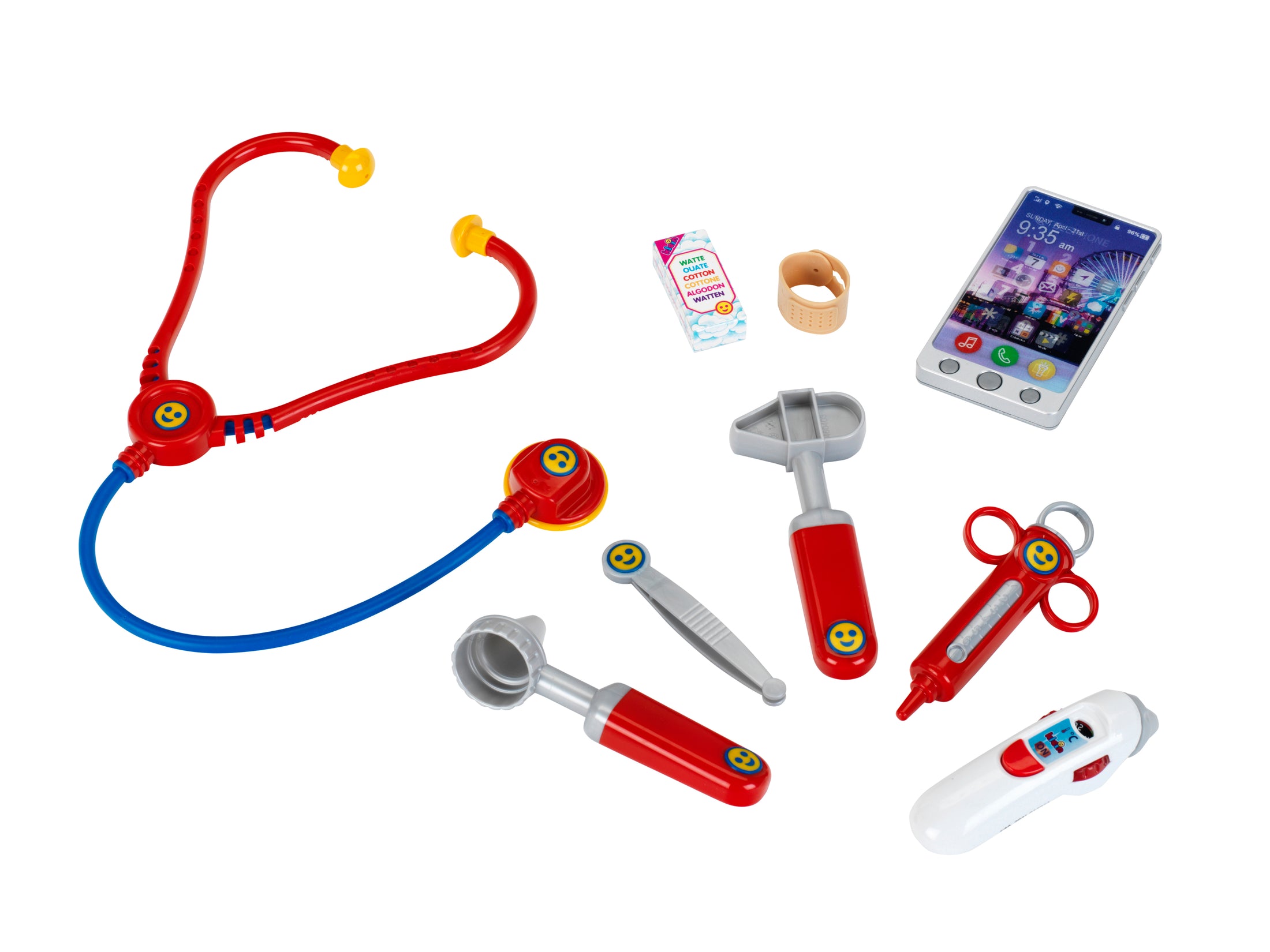 Arztkoffer mit Smartphone und Thermometer