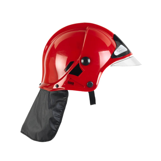 Feuerwehrhelm mit Visier in Rot
