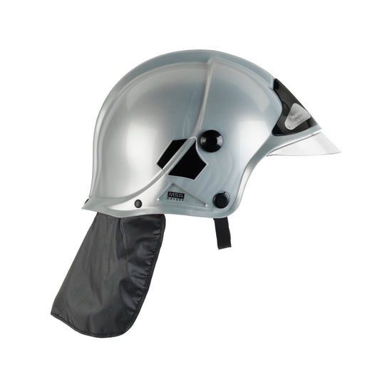 Feuerwehrhelm mit Visier in Silber