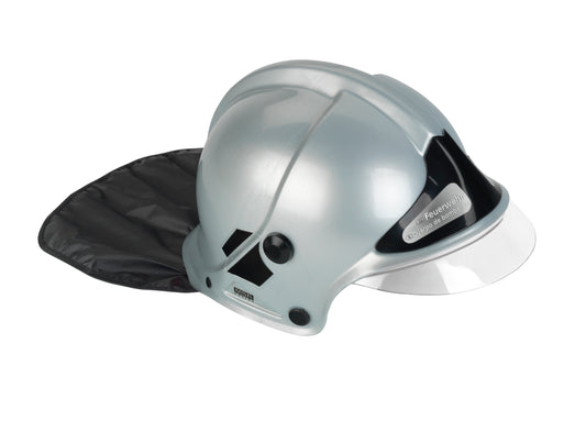 Feuerwehrhelm mit Visier in Silber