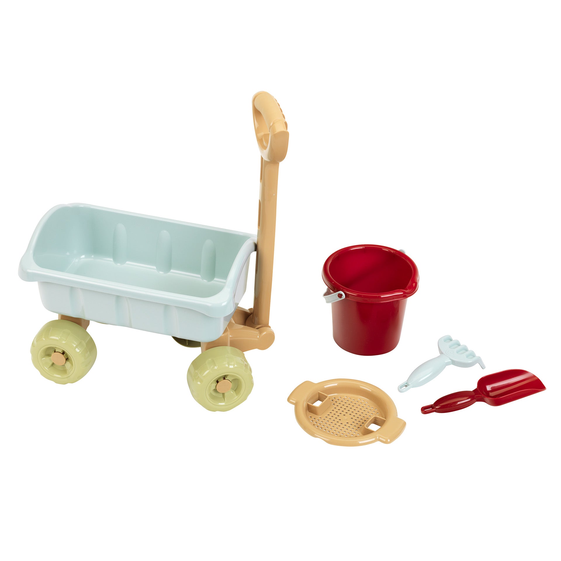Bollerwagen mit Eimer-Set aus recyceltem Kunststoff