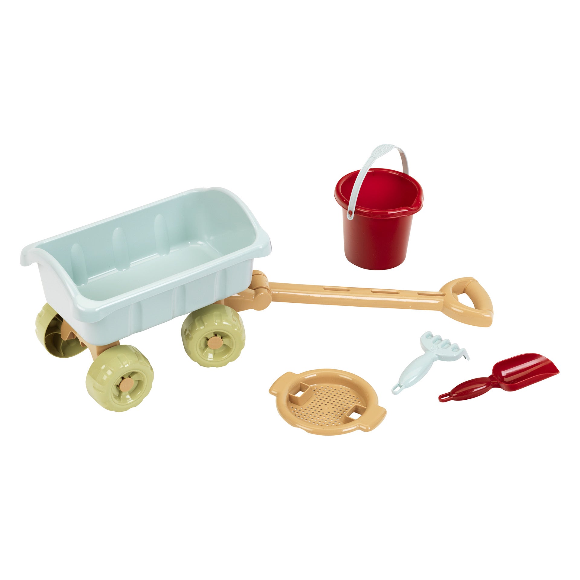 Bollerwagen mit Eimer-Set aus recyceltem Kunststoff