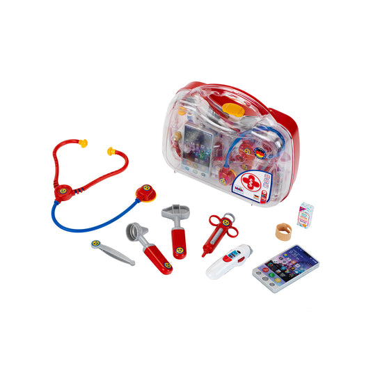 Arztkoffer mit Smartphone und Thermometer